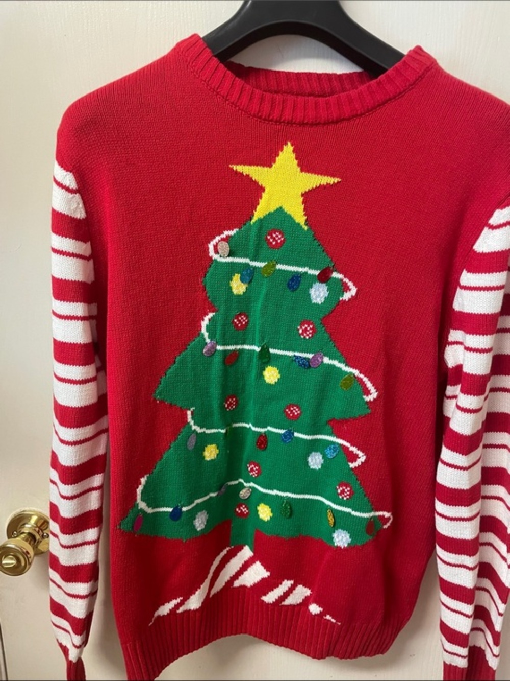 Red Christmas Tree Knit Sweater - Festive Holiday Pullover